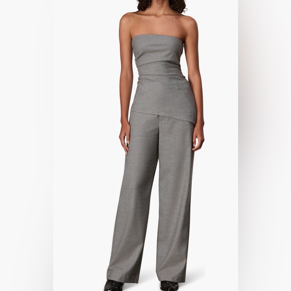 rag & bone Andi Full length Trouser High Waist Ankle Wide Leg /Color: Blue plaid - Picture 1 of 11